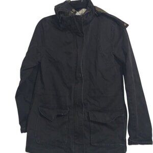 Wenven Black Hooded Jacket M Womens Casual Outerwear 100% Cotton